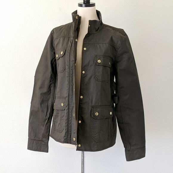 J.Crew Womens Relaxed Boyfriend Downtown Field Jacket Green Utility Coat Obama M - Picture 2 of 9